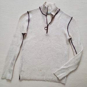 Vintage 60s neutral half zip shirt kids 9/10